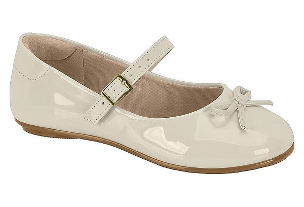 Sapatilha Infantil Molekinha Com Laço Verniz Branco Off