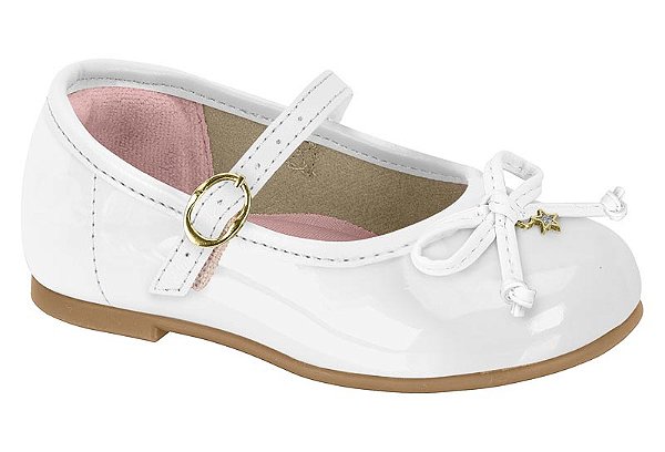 Sapatilha Infantil Molekinha Bebê Boneca Com Laço Branco