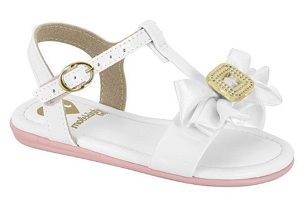 Sandalia Rasteira Molekinha Bebê Com Laço Branco