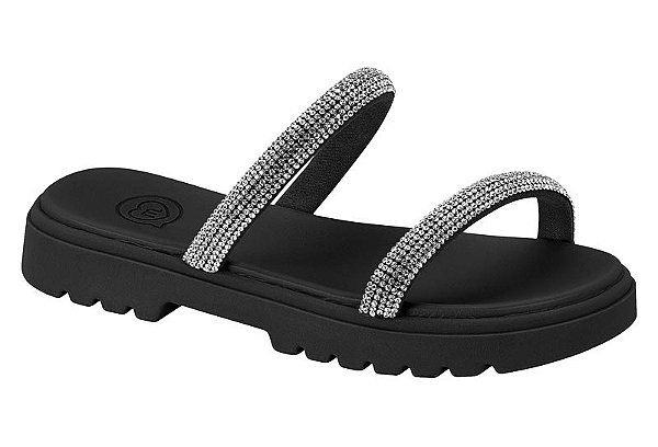 Papete Infantil Molekinha 2 Tiras Strass Calce Facil  Preto