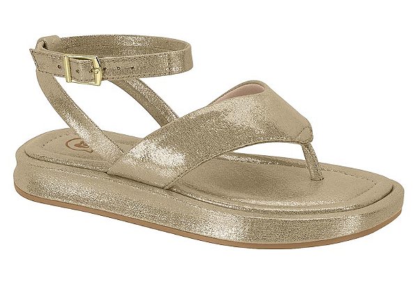 Sandalia Infantil Molekinha Flat Tira Amarração Com Fivela  Dourado