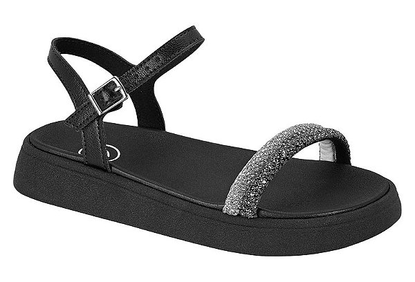 Sandalia Infantil Molekinha Com Strass Preto/Cristal