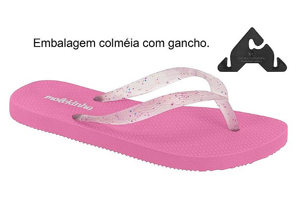 Chinelo Infatil Molekinha Com Glitter Cristal/Rosa