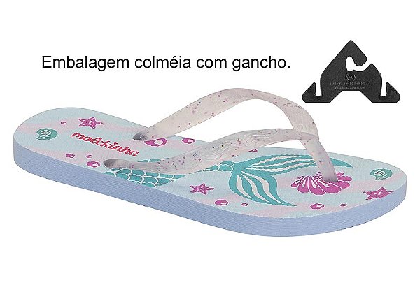 Chinelo Infantil Molekinha Estampado Sereia Cristal