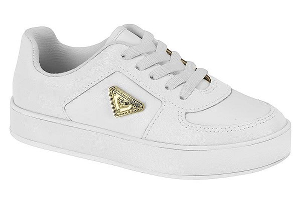 Tenis Infantil Molekinha Com Cadarço Detalhes Dourado Branco