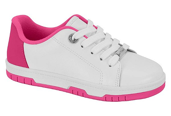 Tenis Infantil Molekinha Casual Com Cadarço Branco/Pink