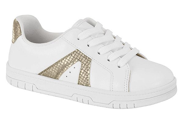 Tenis Casual Infantil Molekinha Confortavel Branco/Dourado