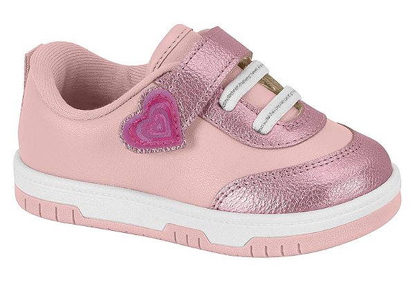 Tenis Infantil  Molekinha Velcro Coração Rosa