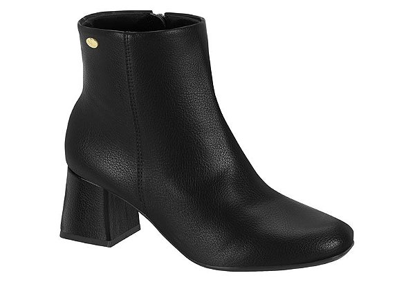 Bota Vizzano Salto Bloco Com Ziper Cano Medio Preto