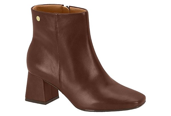 Bota Vizzano Salto Bloco Com Ziper Cano Medio Cafe