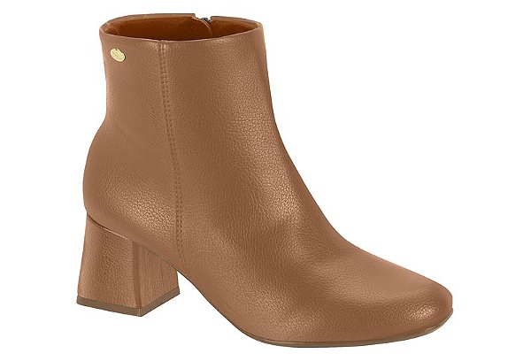 Bota Vizzano Salto Bloco Com Ziper Cano Medio Caramelo