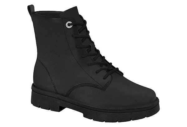 Bota Vizzano Coturno Solado Tratorado Com Cadarço Preto