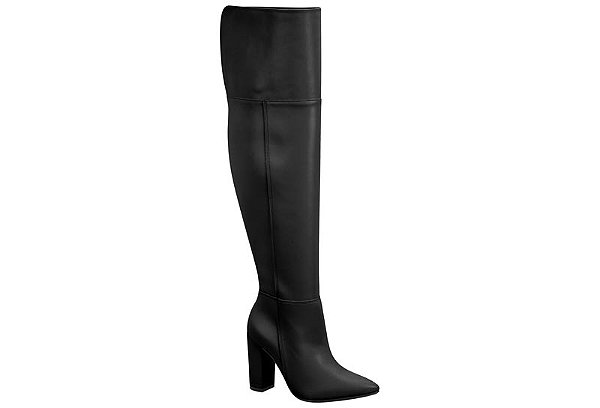 Bota Vizzano Montaria Ziper Cano Longo Com Salto Alto Preto