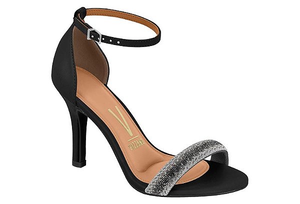 Sandalia Vizzano Fivela Salto Fino Tira Com Strass Preto