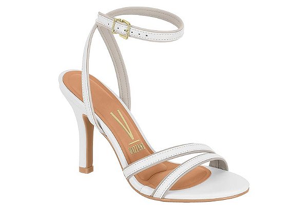 Sandalia Vizzano Salto Alto Fino Tira Com Fivela Cinza