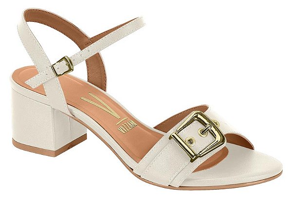 Sandalia Vizzano Salto Bloco Tira Com Fivela Detalhe Fivela Branco Off
