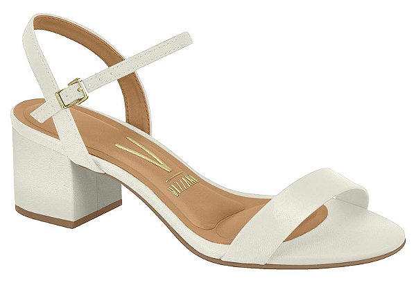 Sandália Vizzano Com Salto Bloco Médio Confortável E Estilosa Branco Off Salto: 5cm