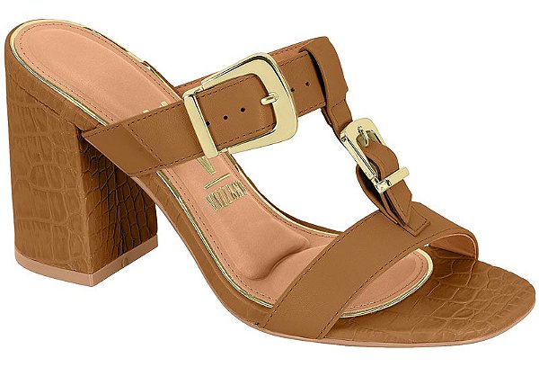 Tamanco Vizzano Tira Com Fivela Detalhe Dourado Camel