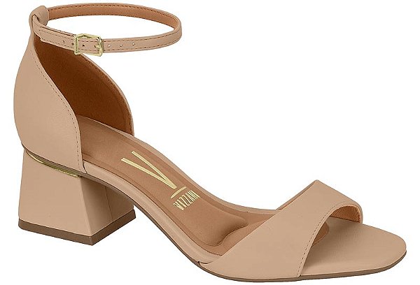 Sandalia Vizzano Salto Bloco Tira Com Fivela Bege