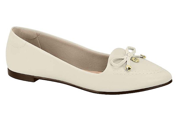 Sapatilha Moleca Bico Fino Com Laço Branco Off