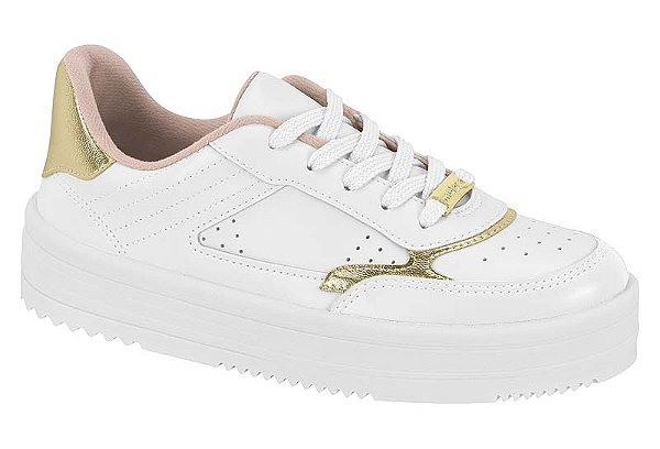 Tenis Moleca Snekers Com Detalhes Dourado Branco/Dourado