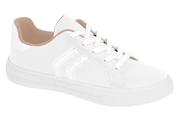 Tenis Casual Feminino Moleca Com Listra  Branco
