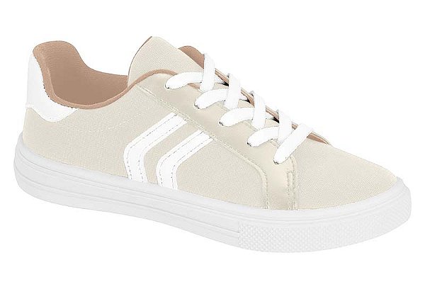 Tenis Casual Feminino Moleca Com Listra  Branco Off