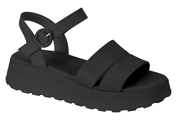Sandalia Moleca Flatform Tratorada Tira Com Fivela  Preto