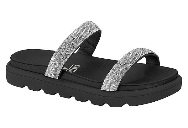 Papete Vizzano 2 Tiras Strass Calce Facil Strass Cristal/Preto