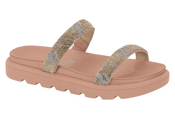 Papete Vizzano 2 Tiras Strass Calce Facil Strass Cristal Bege