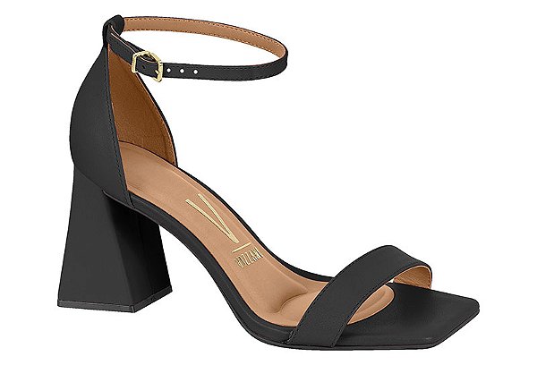 Sandália Vizzano Salto Geométrico Tira Com Fivela Preto