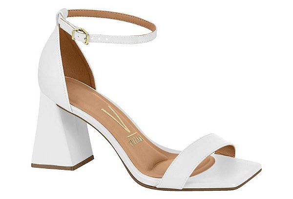 Sandália Vizzano Salto Geométrico Tira Com Fivela Branco