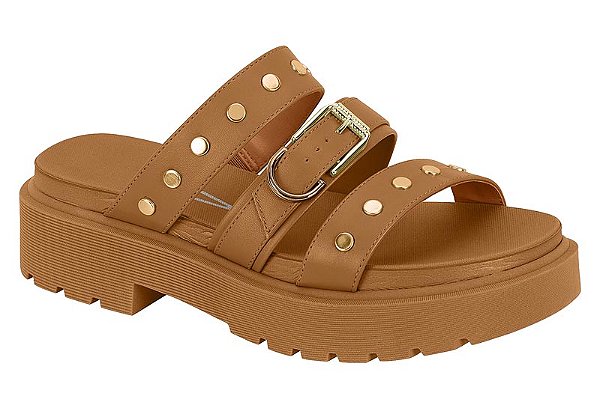 Papete Vizzano Calce Facil Tira Com Tachas Tratorada Fivela Camel