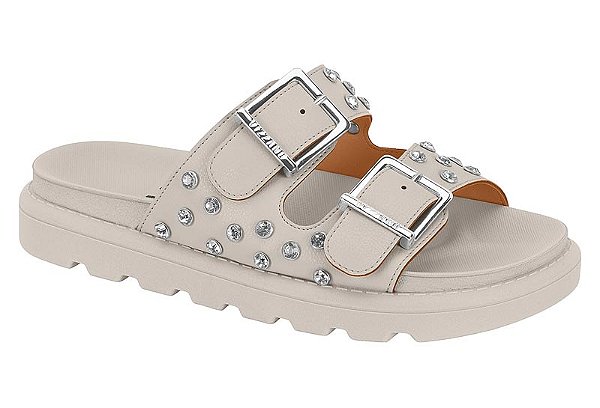 Papete Vizzano Com Tachas Prata Tira Com Fivela Calce Facil Cinza