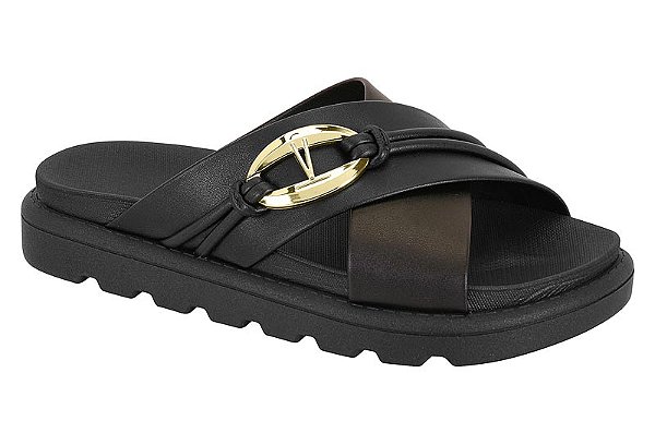 Papete Vizzano Tira Em X Calce Facil Com Detalhe Dourado Preto