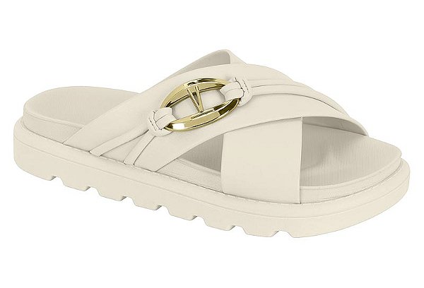 Papete Vizzano Tira Em X Calce Facil Com Detalhe Dourado Branco Off