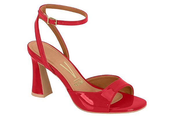 Sandalia Vizzano Salto Geometrico Verniz Tira Com Fivela Vermelho