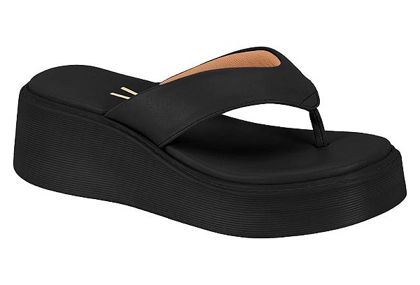 Tamanco Vizzano Flatform Correia Lisa Calce Facil Preto