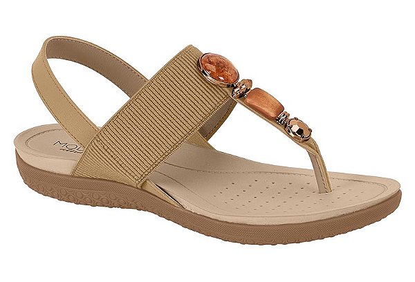 Sandalia Modare Saltinho Calce Facil Com Pedras Tan