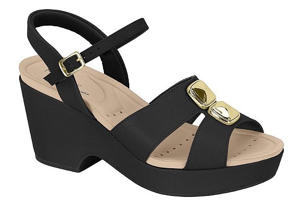 Tamanco Modare Meia Pata Tira Com Tachas Fivela Preto