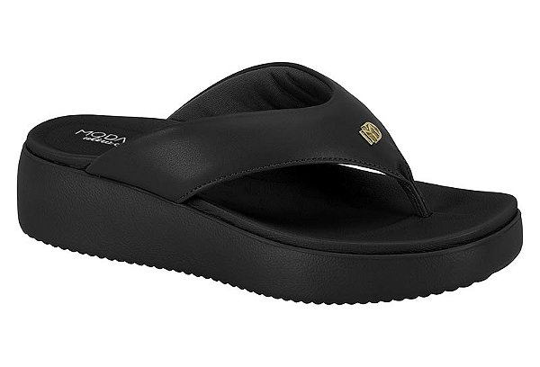 Tamanco Modare Calce Facil Flatform Correia Lisa Conforto Preto