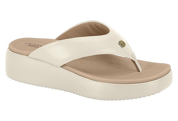 Tamanco Modare Calce Facil Flatform Correia Lisa Conforto Branco Off