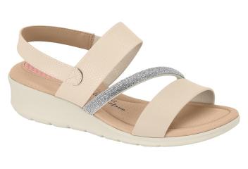 Sandália Modare Conforto Calce Facil Tira Strass Branco Off/Cristal