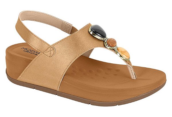 Sandalia Modare Conforto Salto Alto Calce Facil Tira Com Pedras Bronze