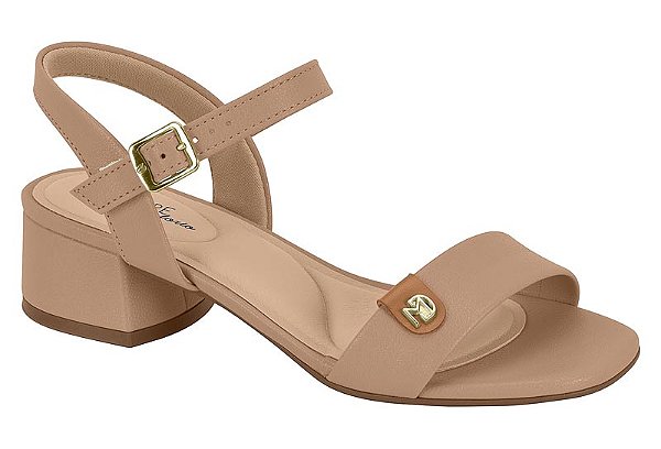Sandalia Modare Conforto Salto Bloco Tira Com Fivela Nude