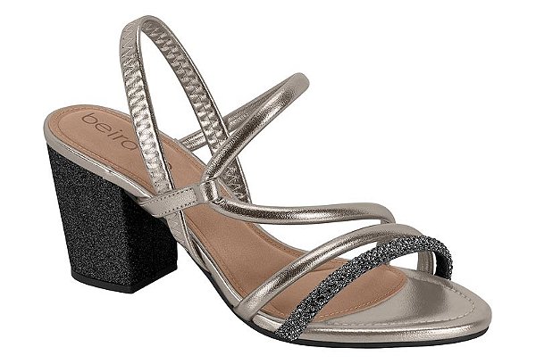 Sandalia Beira Rio Salto Bloco Calce Facil Grafite