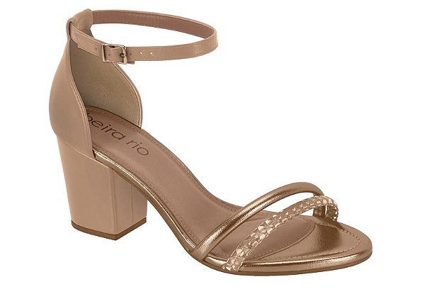 Sandalia Beira Rio Salto Bloco 2 Tiras  Nude