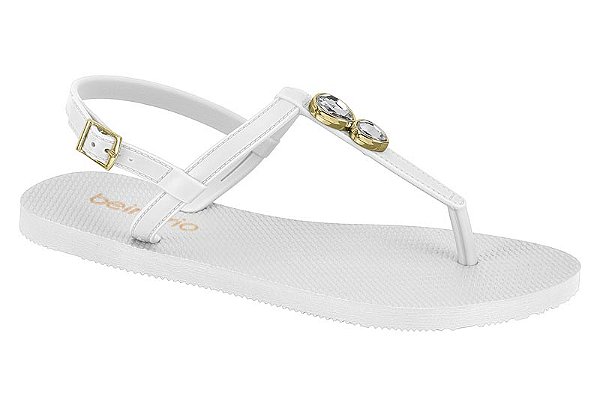 Chinelo Beira Rio Com Fivela  Branco