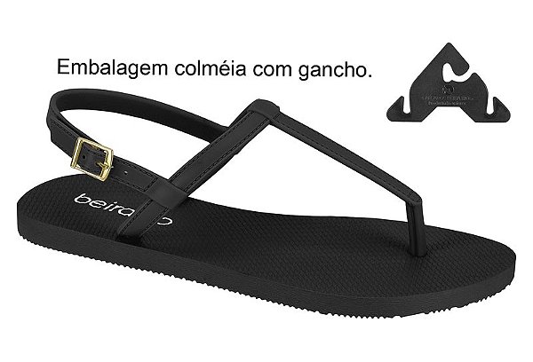 Chinelo Beira Rio Com Fivela Preto