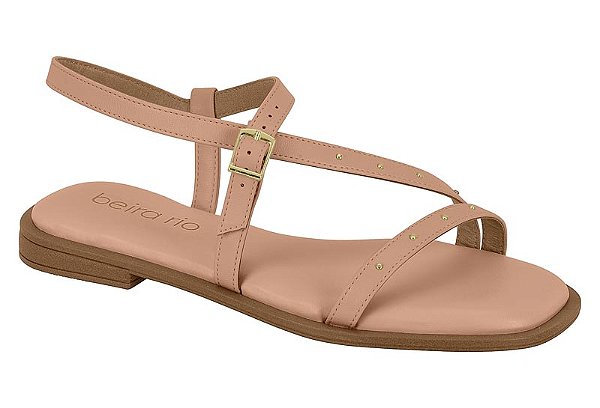 Sandalia Rasteira Beira Rio Com Fivela Nude